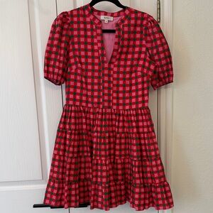 Avara Red, Pink, and Green Geometric Dress